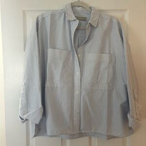 Everlane Light Blue Striped Boxy Oxford Shirt